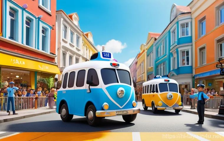 타요 시즌 4 이야기 전개 - Image Prompt 1: Police Officer Tayo Ensuring Safety**