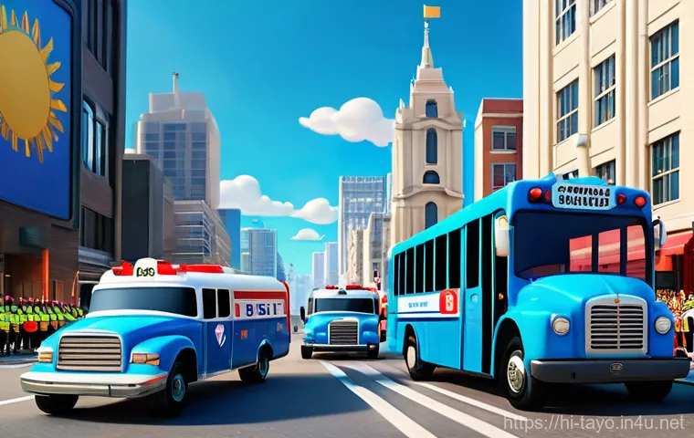 타요 버스 시스템 모델 - **Prompt:** A vibrant, cheerful animated scene of Tayo, the friendly blue bus, and his friends Rogi ...