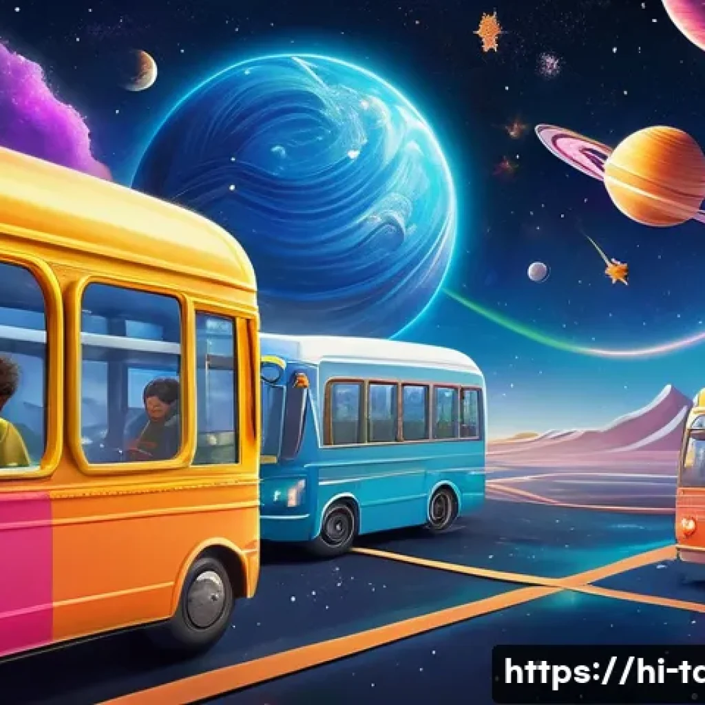 타요 팬 픽션 - **Prompt 1: Tayo and Friends' Cosmic Journey**
    "A vibrant, animated illustration of Tayo, Lani, ...