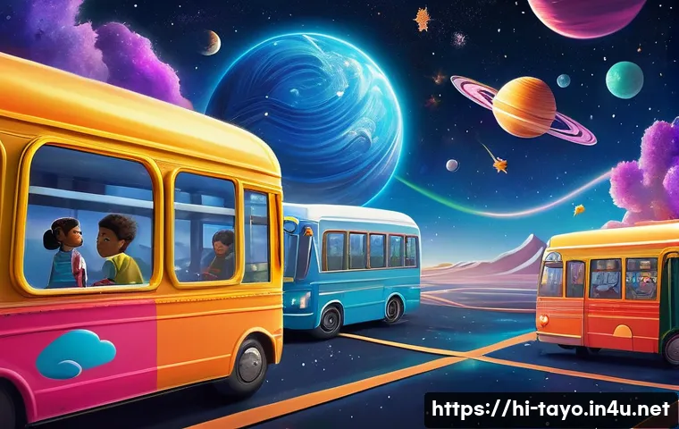 타요 팬 픽션 - **Prompt 1: Tayo and Friends' Cosmic Journey**
    "A vibrant, animated illustration of Tayo, Lani, ...
