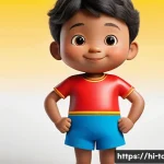 타요와 예술적 영감 - A vibrant and colorful cartoon character named Tayo designed with simple, bold lines and bright prim...