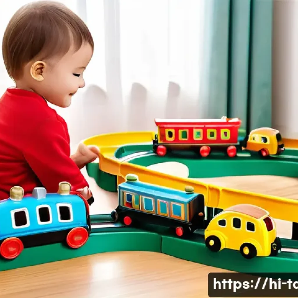 타요 관련 장난감 - A vibrant and colorful miniature toy train set inspired by the Tayo cartoon, designed for children a...
