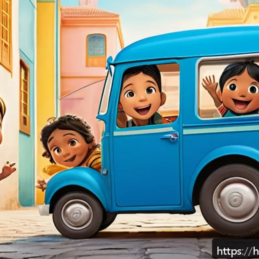 타요 글로벌 인기 - A charming and colorful scene featuring Tayo, the small blue bus character from the Hindi children's...